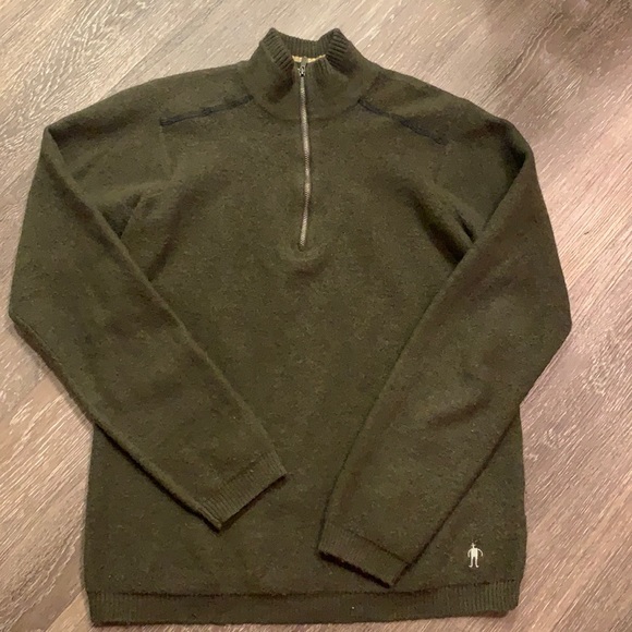 Forest Green Smartwool Quarter Zip Sweater medium - Picture 1 of 4